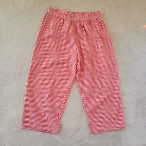 Cottagecore Red Gingham Checked Wide Leg Crop Pants Large